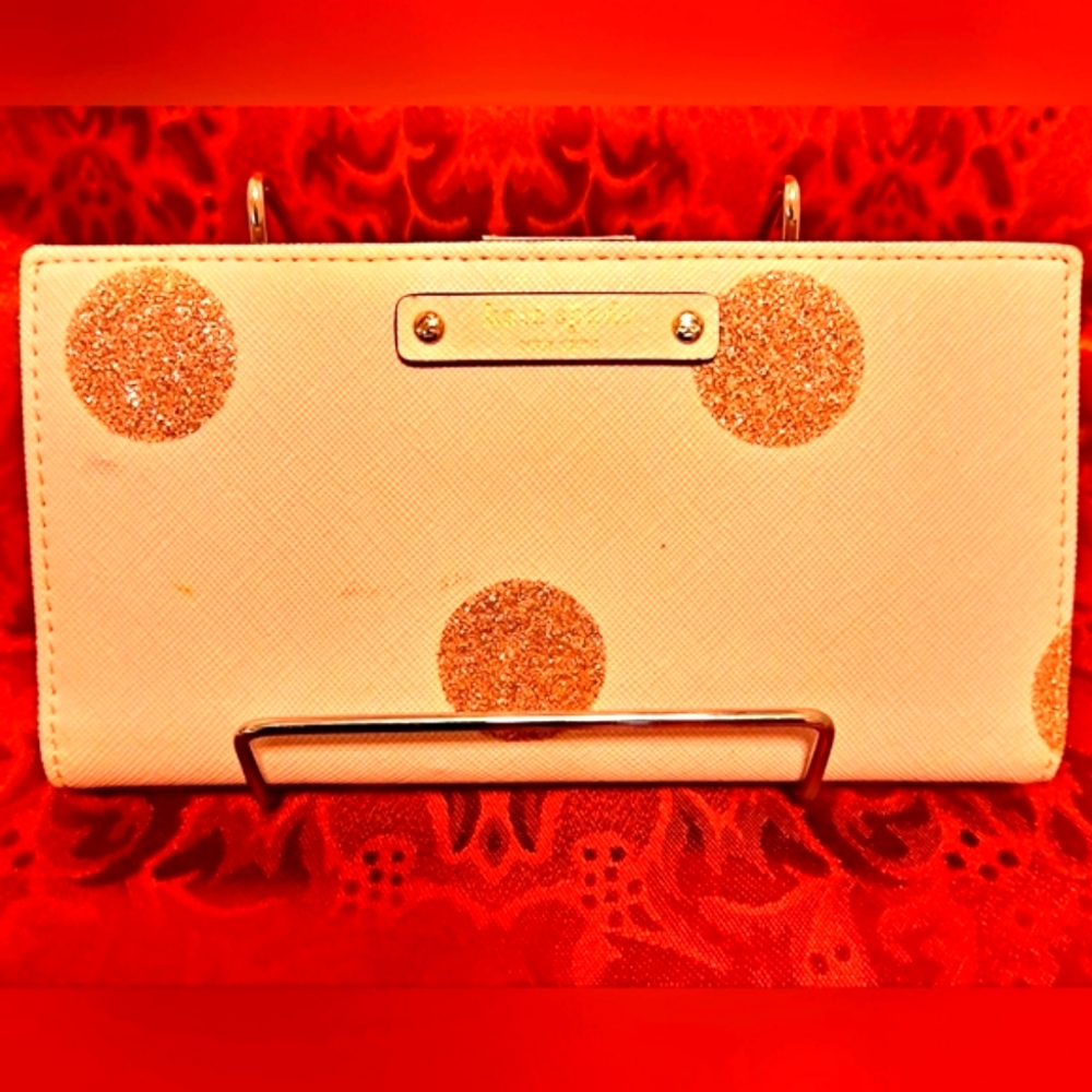 Kate Spade Pink Glitter Dot Haven Wallet EUC